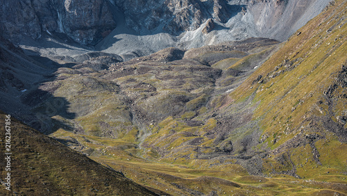 Canvas Print Landscape Kazachstan, NATURE, mountain trees, river grees , clubs,, blue, peak,