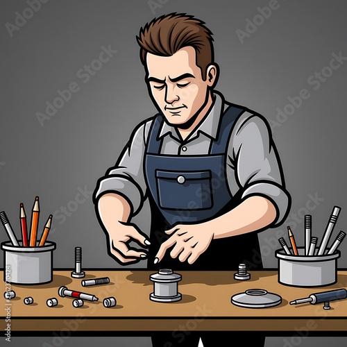 Craftsperson Hand Assembling Precision Components on Clean Workbench