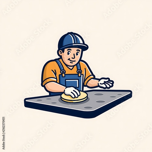 Worker Polishing a Surface From Rough Finish to Reflective Shine