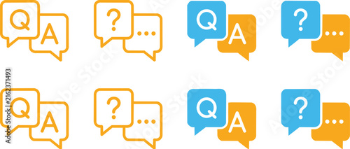 Set of chat bubble icons with questions and answers