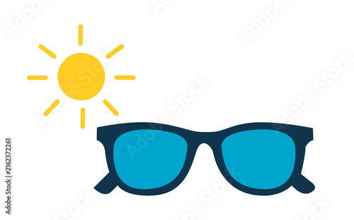 Flat Illustration of Sunglasses and Sun