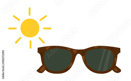 Flat Illustration of Sunglasses and Sun