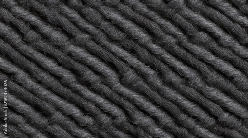 Thick wool yarn twisted into parallel strands on surface