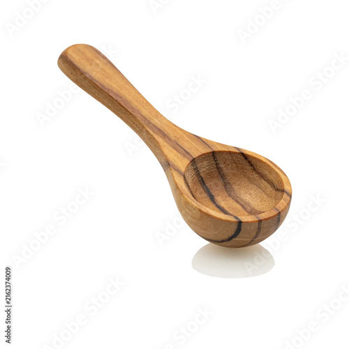 Tiny Wooden Salt Spoon Isolated