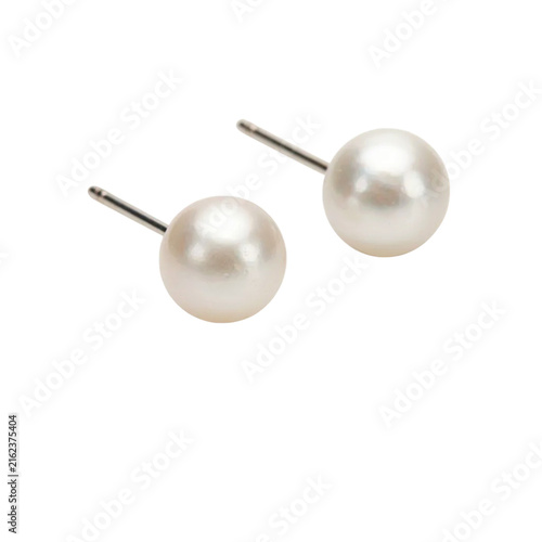 Pearl Stud Earrings Isolated
