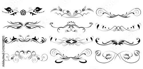 Elegant Decorative Floral Swirl Flourish Ornament Vector Collection Set