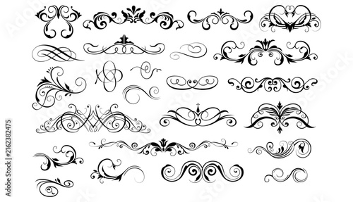 Elegant Decorative Floral Swirl Flourish Ornament Vector Collection Set