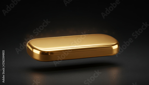 Luxurious Floating Gold Podium for Product Presentation on Dark Background 3D Illustration