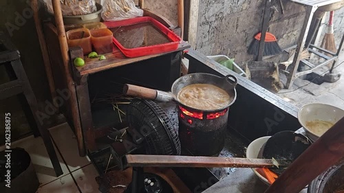 cooking soup in the traditional kitchen