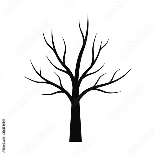 Bare tree silhouette illustration black and white vector graphic