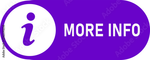Purple More Info Button PNG, White Information Symbol for Website Details, Online Help and Digital Navigation Isolated on Transparent Background