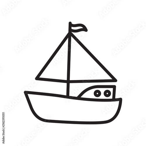 hand drawn sailboat icon black line vector illustration
