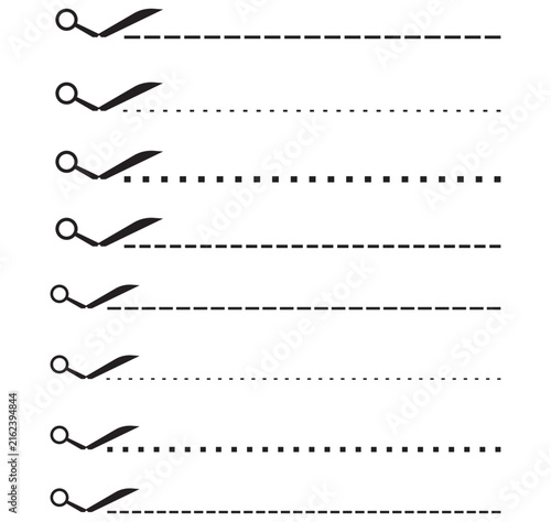 Scissors Cut Line Collection with Dashed, Dotted, and Coupon Border Style