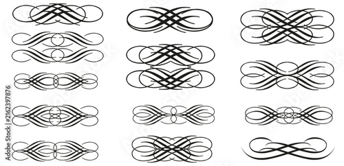 Elegant Decorative Floral Swirl Flourish Ornament Vector Collection Set