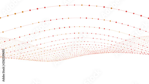 Abstract digital wave data visualization technology background with connecting dots and lines vector illustration on transparent background