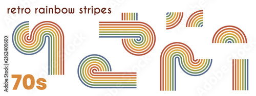 Bild auf Leinwand Retro 70s stripe element set