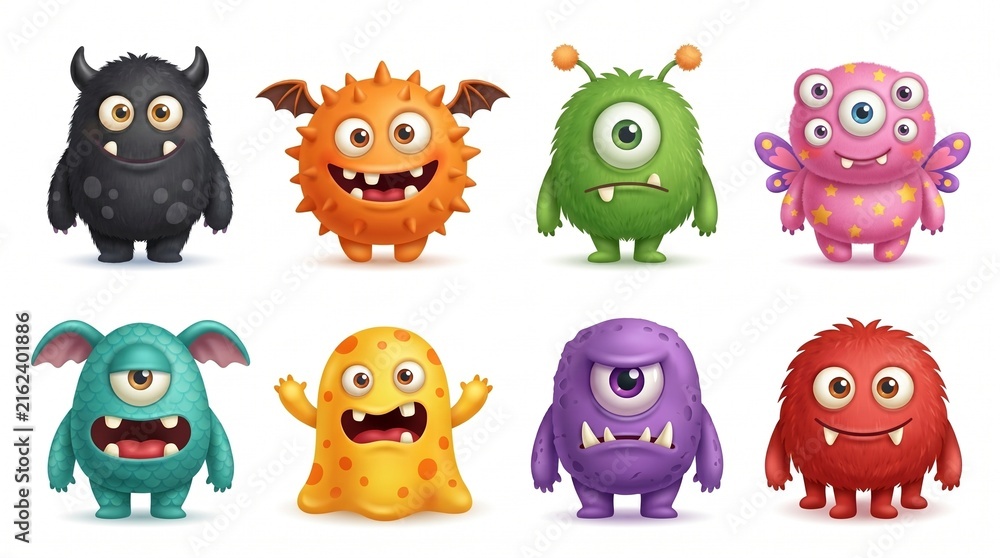 Fototapeta premium Cute Monster Characters Set