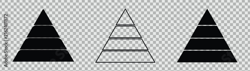 Pyramid Chart. Flat Vector Icon illustration. Simple black 4 level pyramid symbol on transparent background. Pyramid Chart sign design template for web and mobile UI element