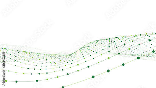 Abstract Green Wave Data Visualization Technology Network Connection Vector Illustration On Transparent Background Digital Landscape