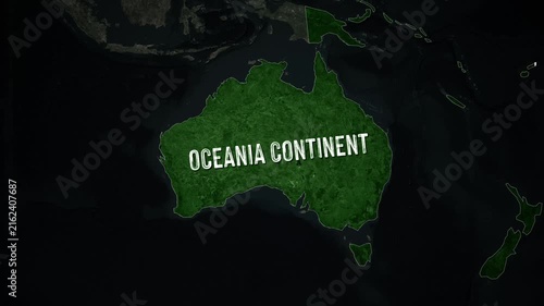 Oceania Continent Map Highlighted on World Globe Satellite View Animation