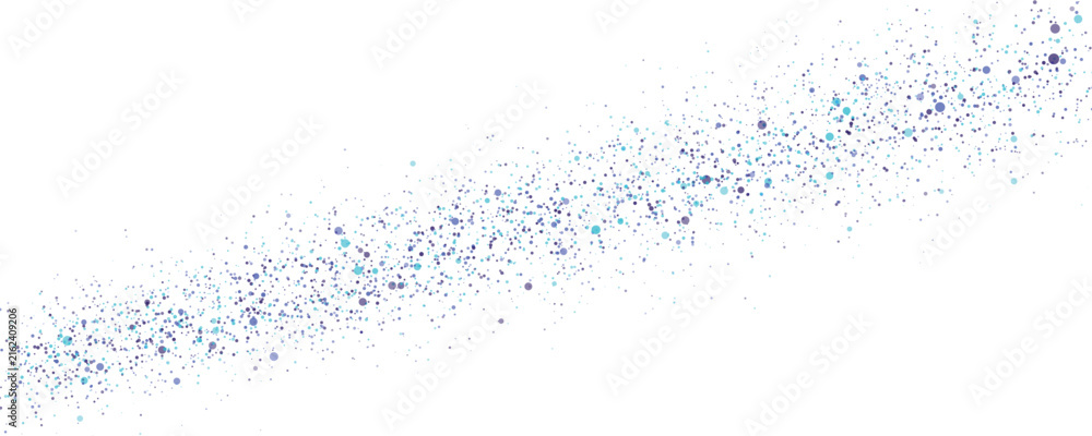 Obraz premium Blue glitter particles scattered on a clean white background with soft focus and copy space