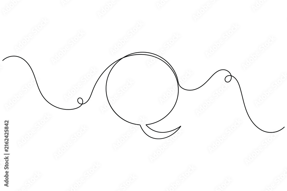 Obraz premium Messaging chat speech bubble icon sign continuous one line drawing on white background minimalist single art blank comment reply and saying symbol vector illustration