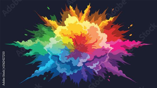 Editorial rainbow color smoke explosion vector illustration with explosion abstract background splatter festival celebration creative isolated spectrum artistic wallpaper illustration