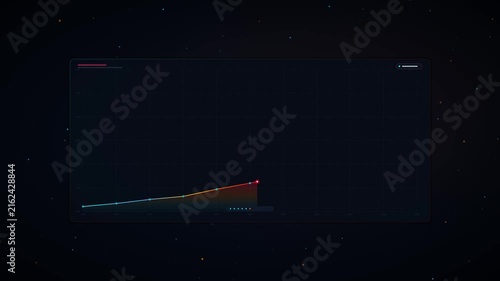 Animated Growing Line Graph Showing Business Financial Data Progression And Growth Over Time On A Dark Background