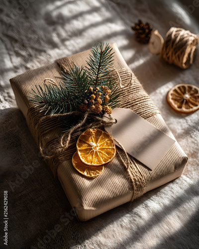 Rustic Holiday Gift Box with Natural Decor for Eco-Friendly Celebrations