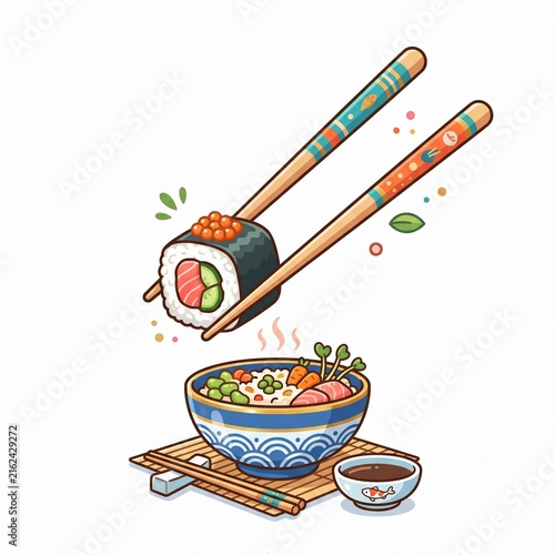 Sushi bowl illustration