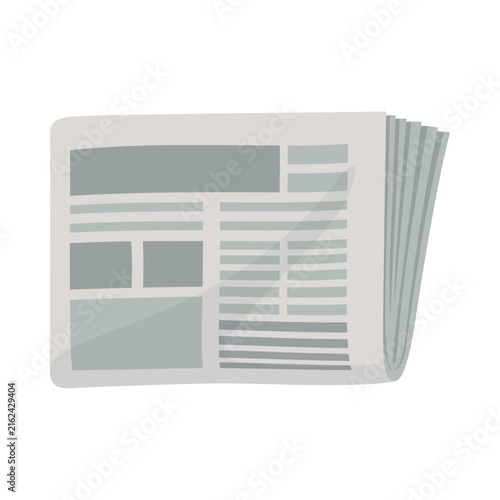 Illustration of a folded newspaper with text blocks and headlines in simple vector format.