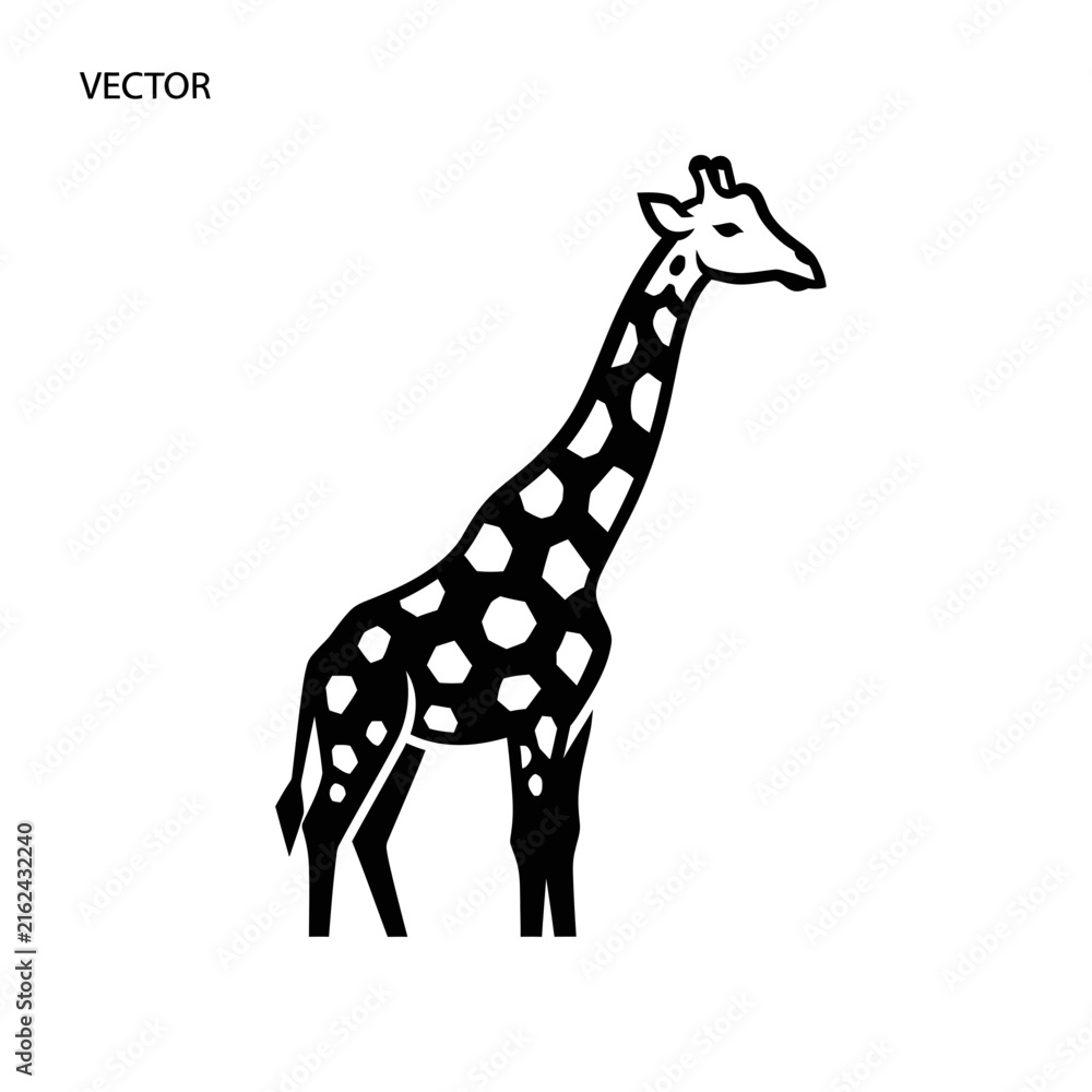 Obraz premium Stylized Giraffe Silhouette, Vector Art, Isolated on Transparent Background