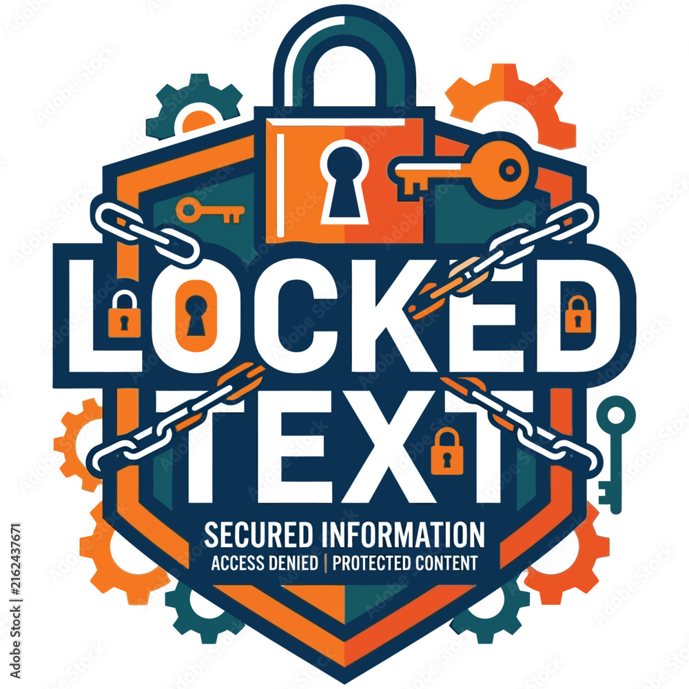 Fototapeta premium Data security concept with padlock and chains graphic element, security
