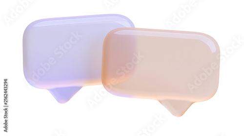 Two translucent speech bubbles one lavender and one peach, isolated on transparent background