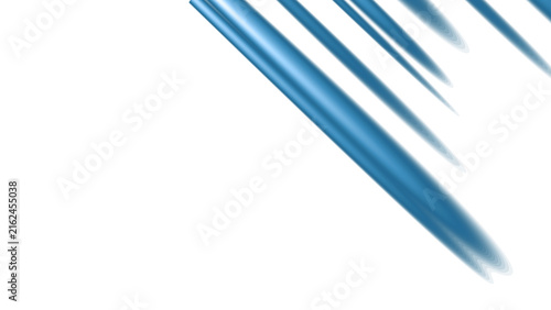 Abstract blue diagonal lines streaking on clean white background