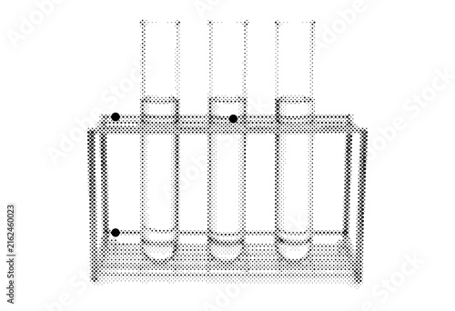 Tubes test halftone rack in glass laboratory science of chemistry biology experiment research lab equipment vector illustration graphic
