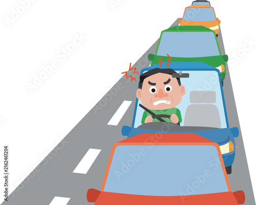 渋滞でイライラする男性