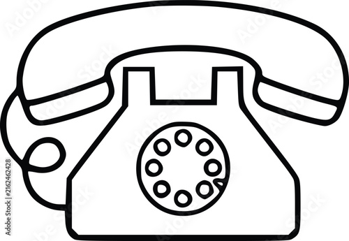 Bild auf Leinwand Vintage rotary telephone with circular dial and handset illustration