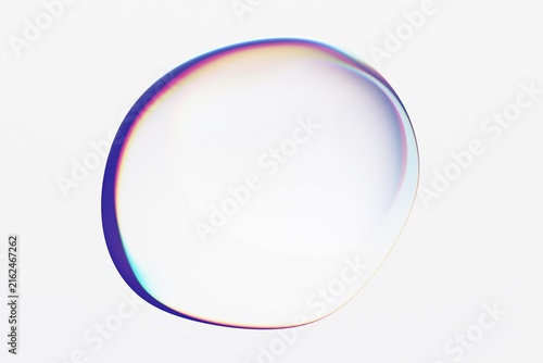 Abstract iridescent shape, colorful bubble, 3d render