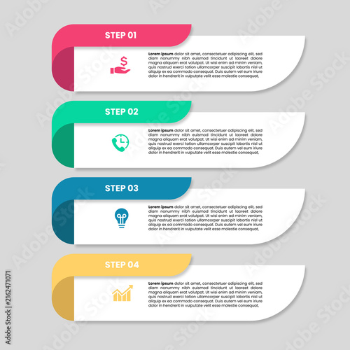 4 step business process infographic template with icons