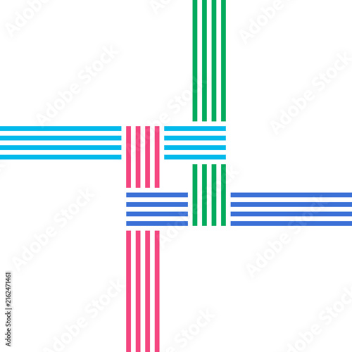 Colorful interlocking parallel line geometric pattern