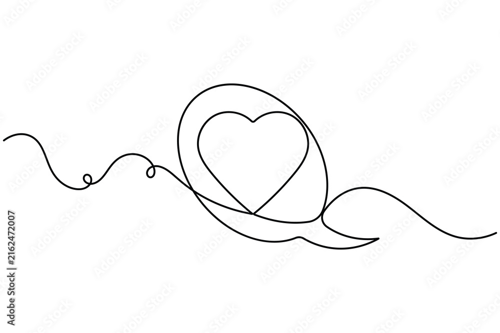 Obraz premium Friendship heart speech bubble icon sign continuous one line drawing on white background minimalist single art understanding affection and feeling emotion chat concept symbol vector illustration