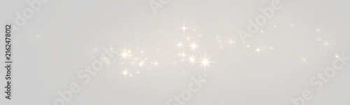 Scattered column of soft white sparkling light bursts on transparent background
