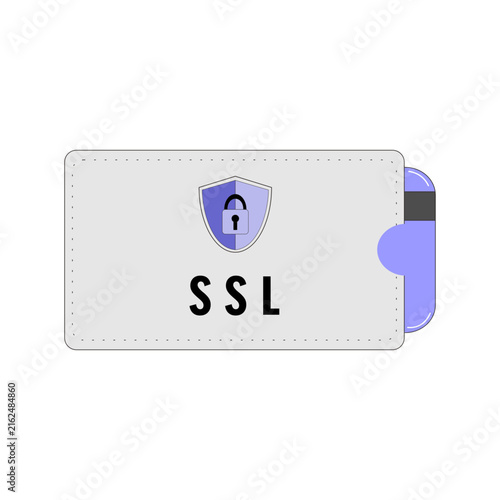 SSL Security Certificate Concept with Wallet and Padlock Shield Vector Illustration
