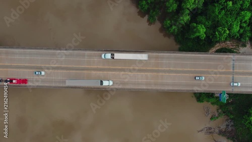 Drone travelogue frame of the long crossing every Louisiana road tripper knows, where Interstate 10 runs unbroken above the Atchafalaya swamp for eighteen miles between Baton Rouge and Lafayette.