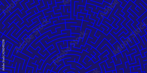 Foto Abstract blue circular maze labyrinth pattern background.
