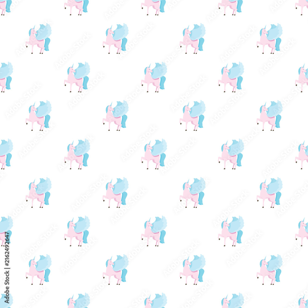 Fototapeta premium Cute fantasy pegasus repeating design creating a whimsical texture