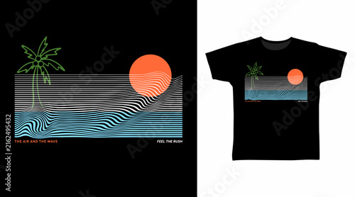 Beach Line Art for print on t-shirt and other uses.
