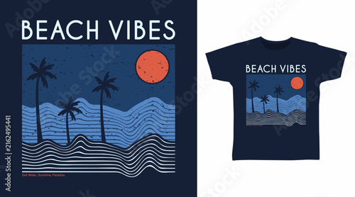 Beach Vibes Line Art for print on t-shirt and other uses.