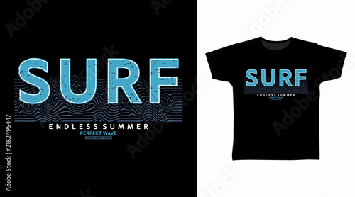 Surf Typography Line Art for print on t-shirt and other uses